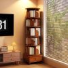 (UPGRADED) Rotating Bookshelf, 360 Display Corner Bookshelf for Small Space, 6 Tier Bookcase Storage Rack with Wheels, Wood Narrow Organizer for Bedro