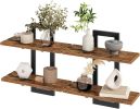 Floating Shelves, 15 Inch Wall Shelf Set of 2, Wall Mounted Storage Shelves 2-Tier, Hanging Bathroom Shelves, for Living Room, Bedroom, Bathroom, Kitc