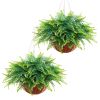 Artificial Ferns, 2 Pcs Fake Hanging Boston Fern Bush Plant with 23 Inch Hanging Length, Plastic Faux Greenery for Indoor and Outdoor Decor, For Wall,