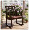 Heavy-Duty Solid Wood Rocking Chair, Ergonomic Accent Armchair with Breathable Ladder Back for Indoor Relaxation-Brown