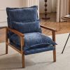 Cloud Shaped Indoor Leisure Chair with Solid Wood Armrest & Solid Wood Frame, Chenille Fabric Accent Chair with Lumbar Pillow, Single Sofa Chair Slate