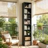 Narrow 8-story bookshelf with 4 adjustable shelves and storage cabinets