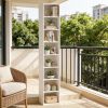8-layer narrow bookshelf with 4 adjustable bookshelves and storage cabinets