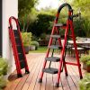 Heavy Duty 500 lbs Folding Step Ladder, Steel Step Stool with Wide Anti-Slip Pedals, Safety Lock and Handrails, Portable Multi Purpose Ladder for Home