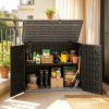 Horizontal Resin Storage Shed 20 Cu.Ft with Adjustable Shelf Outdoor Garden Equipment Organizer