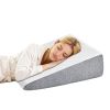 Wedge Pillow, Memory Foam Bed Wedge for Acid Reflux Recovery, Removable Washable Cover, White Gray, 23.6Ã—23.6Ã—7.5in