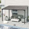 Outdoor Pergola, 12' x 8' Outdoor Pergola for Patio, Large 8x12 Galvanized Steel Lean to Wall-Mounted Pergolas for outdoor barbecues and family gather