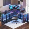 51 Inch Reversible L Shaped Desk, Gaming Desk, Home Office Desk, Carbon Fiber Black