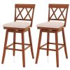 2-Pack 29" Swivel Bar Stools - Solid Rubber Wood Frame, Ergonomic Curved Backrest