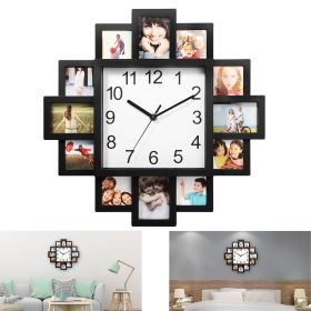Decor Picture Frame Collage Clock - 12 Photo Display Slots - Wall Mounted Chic Farmhouse Wall Decor - Wall Clock for Living Room, Bedroom, Kitchen, Of