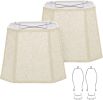Rectangle Lamp Shades Set of 2, 10.5" x 10"x 13" Medium Cut Corner Beige Lampshades Natural Linen Hand Crafted
