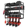 Power Tool Organizer Wall Mount, 4-Layer Storage Rack with 4 Drill Holders, Tools Holder and Storage Rack with Screwdriver Holder, Garage Tool Organiz