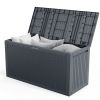 90gal Outdoor Garden Plastic Storage Deck Box Chest Tools Cushions Toys Lockable Seat