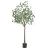 Artificial Eucalyptus Tree, 6 FT Tall Faux Plant, Secure PE Material & Anti-Tip Tilt Protection Low-Maintenance Plant, Lifelike Green Fake Potted Tree