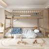 Full XL over Queen Bunk Bed with Ladder and Guardrails, Walnut