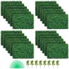 Artificial Boxwood Panel UV 24pcs Boxwood Hedge Wall Panels Artificial Grass Backdrop Wall 24" X 16" 4 cm Green Grass Wall, Fake Hedge for Decor Priva