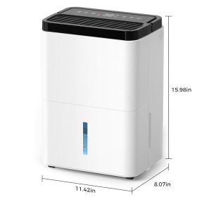 12L Per Day Electric Dehumidifier with Humidity Control, 3 Modes & 2 Fan Speeds, 24H Timer, Automatic Defrost and Drainage Hose, Ideal for Basements,