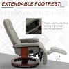 Adjustable Swivel Recliner Armchair, Faux Leather Manual Recliner with Footrest, Armrest and Wood Base for Living Room, Gray