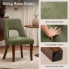 Dining Chair Set of 2,Upholstered Chenille Fabric Dining Chair Curved Solid Wood Legs, Elegant Tufted Club Dining Room Kitchen Room Dining Chair,Green