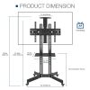 Mobile TV Stand on Wheels, 32-65 Inch TV Cart up to 132lbs with Adjustable Laptop Shelf and Top Tray for Flat Panel Curved Screen Rolling Floor TV Sta