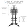 Mobile TV Stand on Wheels, 32-65 Inch TV Cart up to 132lbs with Adjustable Laptop Shelf and Top Tray for Flat Panel Curved Screen Rolling Floor TV Sta