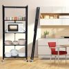 5Tier Heavy Duty Foldable Metal Rack Storage Rack, Removable Organizing Rack with Wheels, Suitable for Garage Kitchen, Black Kitchen Storage Rack, Gar