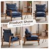 Cloud Shaped Indoor Leisure Chair with Solid Wood Armrest & Solid Wood Frame, Chenille Fabric Accent Chair with Lumbar Pillow, Single Sofa Chair Slate
