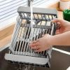 Adjustable Immersion Sink Dish Drying Rack With Stainless Steel Drain Basket - Portable And Retractable Space-Saving Fruit And Vegetable Solution(UPS/