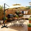 10ft Beige Hanging Cantilever Patio Umbrella Square Shape Aluminum Cross Base Tilt 360-Degree Rotation for Outdoor Relaxation