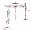10ft Beige Hanging Cantilever Patio Umbrella Square Shape Aluminum Cross Base Tilt 360-Degree Rotation for Outdoor Relaxation