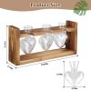 Plant Terrarium Propagation Station with 3 Heart Shaped Vases Wooden Stand Desktop Air Planter Bulb Glass Vase for Hydroponics Home Office Decor Gift