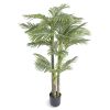 Artificial Gold Cane Palm Tree, 6.5 FT Tall Faux Plant, PE Material & Anti-Tip Tilt Protection Low-Maintenance Plant, Lifelike Green Fake Tree for Hom