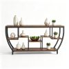 Industrial Console Table 70.9 Inch Entryway Sofa Table with Shelves for Hallway Living Room Rustic  Metal Wood Sofa Table