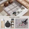 Machine Washable Area Rug 4x6, Non-Slip Traditional Flower Print Floor Carpet for Living Room, Bedroom, Grey and Brown