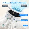 Air Purifier, 3-Stage Filter, 360Â° Intake, 5 Speeds, 24dB Sleep Mode, Timer, White, for Bedroom, Dorm, Office, Off White