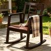 Heavy-Duty Solid Wood Rocking Chair, Ergonomic Accent Armchair with Breathable Ladder Back for Indoor Relaxation-Brown