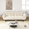 74 inch beige sofa soft two armrests throw pillow pillow comfortable fit apartment bedroom small space
