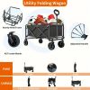 Heavy Duty Foldable Utility Wagon Cart 220 lbs Capacity Portable Collapsible Outdoor Beach Garden Trolley with 360Â° All Terrain Wheels Side Pockets f