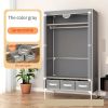Non-Woven Fabric Portable Closet Wardrobe with Rolling Door & Hanging Rack - Lightweight Clothes Storage Organizer, 3 Drawers & Curtain Design - 67x35