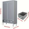 Non-Woven Fabric Portable Closet Wardrobe with Rolling Door & Hanging Rack - Lightweight Clothes Storage Organizer, 3 Drawers & Curtain Design - 67x35