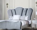 Glam Beautiful Silver Fabric 1pc Eastern King Size Bed Padded Channel Headboard Bedroom Furniture