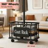 2 in 1 Rolling Coat Rack with Metal Storage Basket, Freestanding Garment Rack with 7 Hooks and 4 Wheels, Space Saving Clothes Organizer for Entryway,