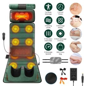Full Body Massage Pad with Separable Shiatsu Neck & Foot Massagers, Adjustable Inflatable Waist Pillow 3 Heat Levels Custom Vibration Settings Foldabl