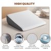Wedge Pillow, Memory Foam Bed Wedge for Acid Reflux Recovery, Removable Washable Cover, White Gray, 23.6Ã—23.6Ã—7.5in