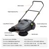 Walk-behind Hand Push Floor Sweeper, 25.6" Sweeping Width Floor Sweeper Manual Non-Electric, 5-Gallon Waste Container, Angle & Height Adjustable Foldi