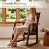 Heavy-Duty Solid Wood Rocking Chair, Ergonomic Accent Armchair with Breathable Ladder Back for Indoor Relaxation-Brown