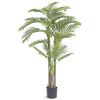 Artificial Gold Cane Palm Tree, 6.5 FT Tall Faux Plant, PE Material & Anti-Tip Tilt Protection Low-Maintenance Plant, Lifelike Green Fake Tree for Hom