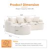 Boneless L-Shape Sectional Sofa with Curved Chaise,White Modular Chenille Compression Couch,30D High-Density Foam,Minimalist Modular Couches Sleeper f