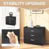 3-Drawer P2 Particleboard Bedside Table with Melamine Finish Drawer Cabinet Lockers 25.98*12.99*22.05in White