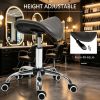 Ergonomic Rolling Saddle Stool PU Leather Hydraulic Spa Stool